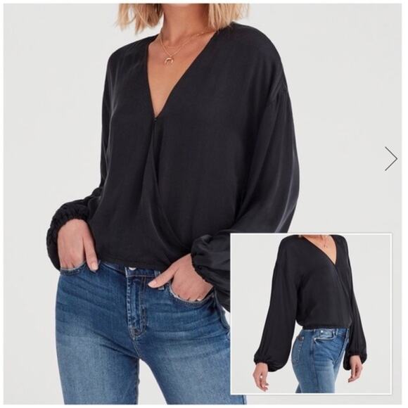 7 For All Mankind Vegan Surplice Wrap Front Top NWT - Picture 5 of 7